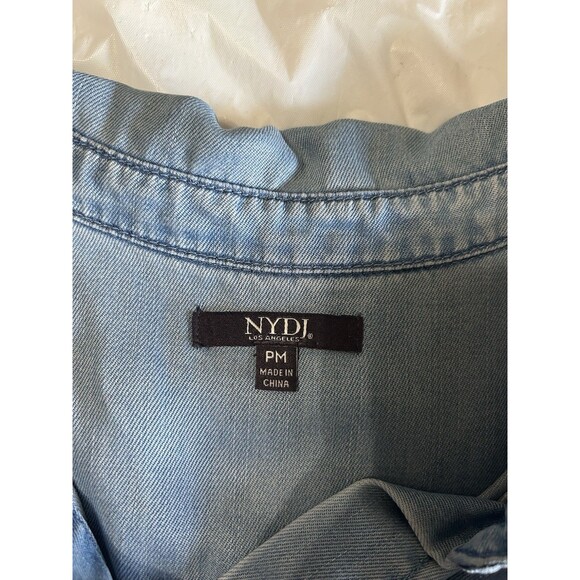 NYDJ Womens Vara Indigo PM Blue Tencel Chambray Button Back Sleeveless Top - Picture 8 of 8